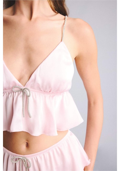 Defacto Regular Fıt Askılı Saten Pijama Üst G1175ax26sppn648 Pembe-pn648