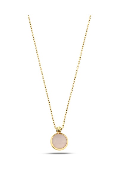 Debora Jewelry 14 Ayar Altın Pembe Yuvarlak Taşlı Kolye
