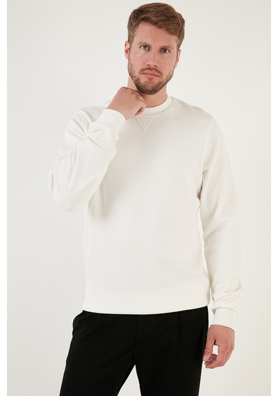 Buratti Pamuklu Relaxed Fit Bisiklet Yaka Erkek Sweat 5905453 Ekru