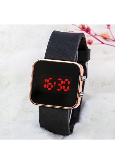 Kadın Rose Renk Silikon Kordon Dijital Led Kol Saati ST-304194
