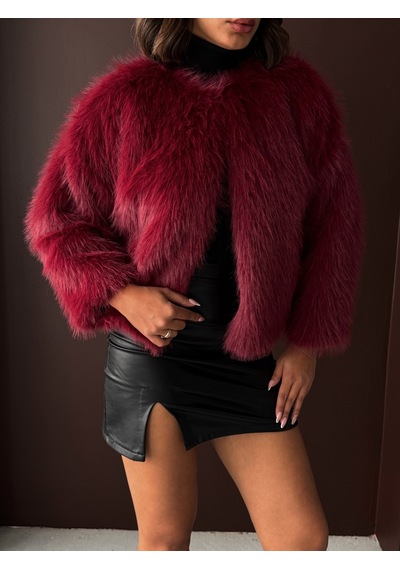 Verymoda Kürk Detaylı Kısa Ceket Bordo