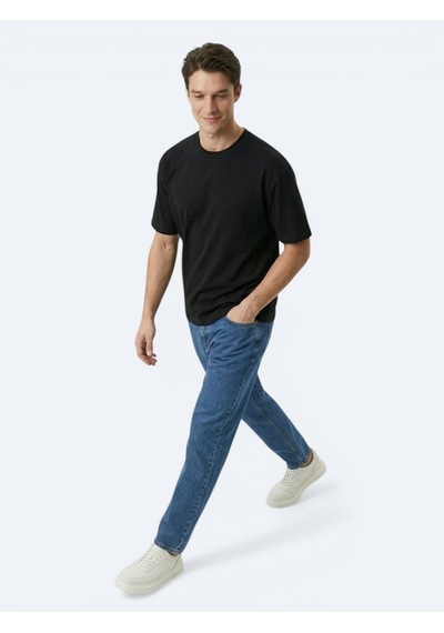 Kip Siyah Düz %100 Pamuk T-shirt