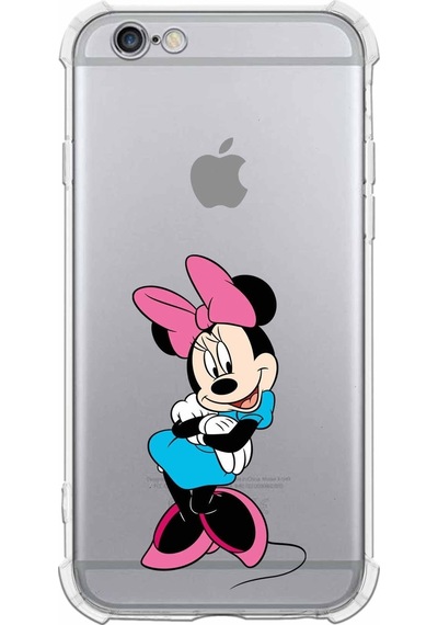 Apple Uyumlu iPhone 6  Köşe Korumalı Antişok Kapak Minnie Mouse Tasarımlı Şeffaf Kılıf