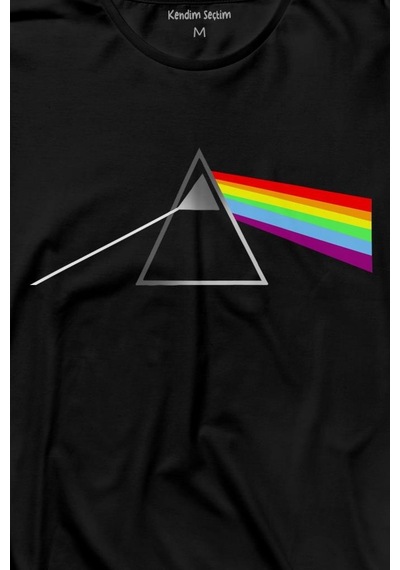 Pink Floyd Prizma Kırılan Işık Tayfı Gök Kuşağı Renkleri Uzun Kollu Tişört Baskılı T-shirt 001