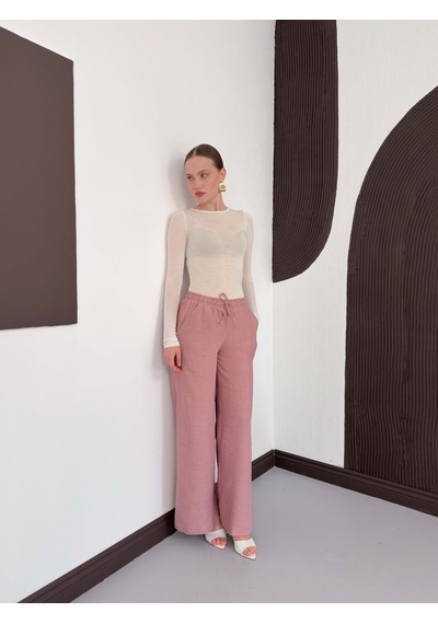 Verymoda Keten Pantolon D2381 Pudra