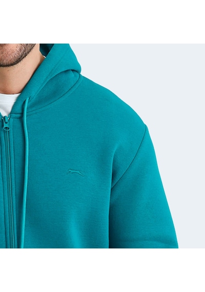 Slazenger VONDA Erkek Fermuarlı Kapüşonlu Cepli Petrol Sweatshirt