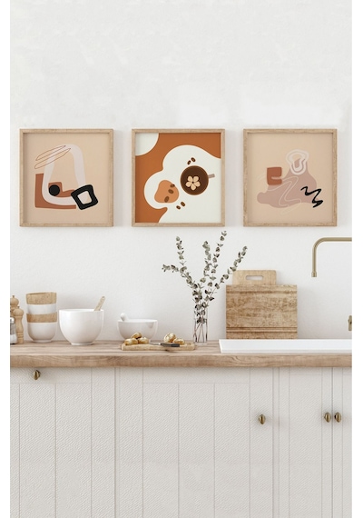Ahşap Çerçeveli Mdf Kare Tablo Seti Mutfak Için 23 X 23 Çerçeveli Kr4047