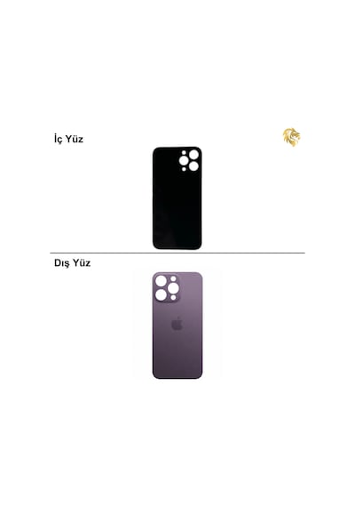 İphone Uyumlu14 Pro Max Mor Renk Arka Kapak Arka Cam Batarya Kapağı Lazer Kesim Kapak Pil Kapağı Standart