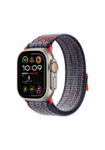 Apple Watch Uyumlu  Ultra 49mm Krd-91 Hasır Kordon Strap Kayış - Mavi-kırmızı