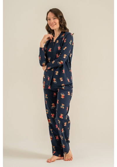 Rolypoly Anne Kız Winter Bear Lacivert Gömlek Pijama Takımı Rp3919-a-v2 Rp3919-a-v2