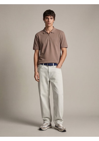 LTB Fermuarlı Pike Polo Yaka Kahverengi T-shırt