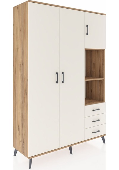 Hyperion Dolap 5 Raflı 3 Çekmeceli Tek Askılı 132x44x195 Çam-aytaşı/aytaşı Aytası/aytası Hyperion Dolap 5 Raflı 3 Çekmeceli Tek Askılı 132x44x195 Çam-aytaşı/aytaşı Aytası/aytası