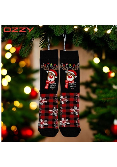 Ozzy Socks Unisex Yılbaşı Çorap 3 Çift Siyah