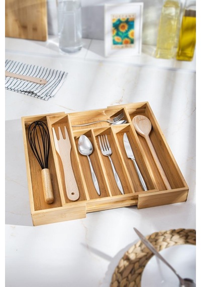 Bambu Ayarlanabilir Çekmece İçi Kaşıklık - Çekmece İçi Organizer