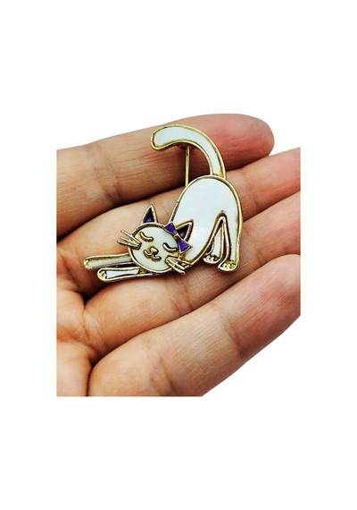 Bastet Kedi Broş Yakaiğnesi Mor