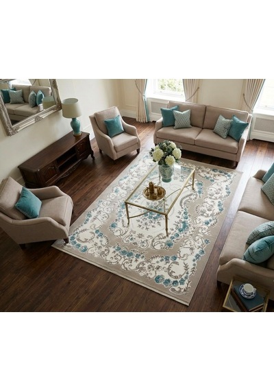 Padişah Halı Klasik 524 200 X 290 Salon Halısı Gri - Krem - Mavi