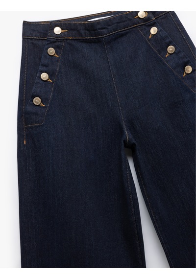 Koton Düğme Detaylı Standart Bel Geniş Paça Jean Pantolon - Wide Leg Jeans Koyu İndigo 5sal40241md Koton Düğme Detaylı Standart Bel Geniş Paça Jean Pantolon - Wide Leg Jeans Koyu İndigo 5sal40241md