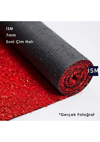 Ism - Suni Yapay Çim Balkon Halı - 7Mm - Kırmızı Renk