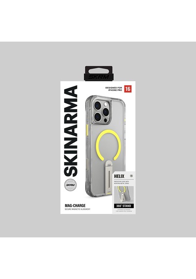 Apple Uyumlu iPhone 16 Pro Max Kılıf Magsafe 360 Dönebilen Standlı Skinarma Helix Kapak Şeffaf