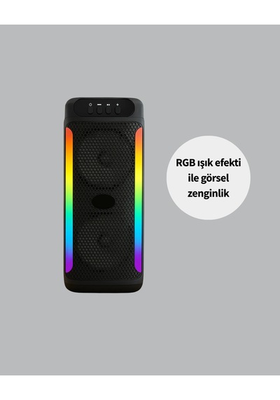 Hubrendy Tekno Çift 4 İnç Hoparlörlü Rgb Işıklı Bluetooth Ses Sistemi