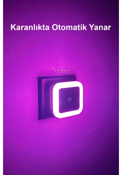Astec Fotoselli Gece Lambası 1 Watt Tak Çalıştır Sensörlü Pembe Renk