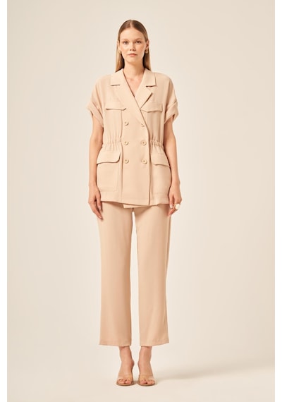 Ftz Women Kadın Crep Pantolonlu Takım Beige 31173 Beige