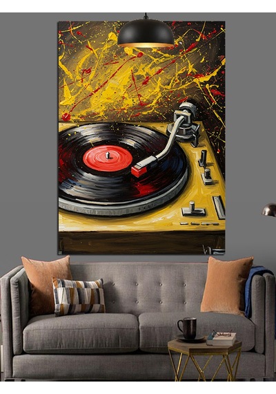 Pikap Kayıt Vinil Müzik Dekoratif Kanvas - Mdf Ahşap Tablo