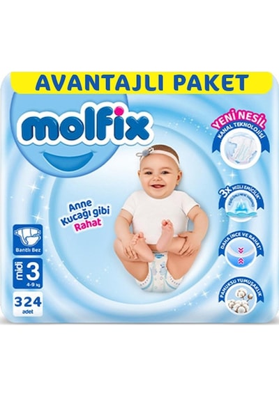 Molfix Bebek Bezi Ultra Fırsat Paketi Midi 3 No 108 x 3 Adet 3'lü