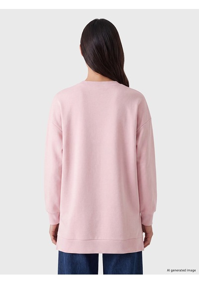 LC Waikiki Lc Waıkıkı Pembe Baskılı Kadın Kalın Sweatshirt Tunik