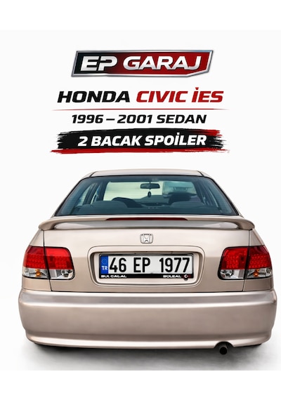 Honda Civic İes 1996-2001 Model Sedan Uyumlu Led Işıklı 2 Bacak Plastik Spoiler 0