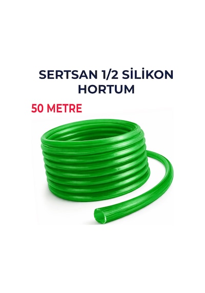 Silikonlu Bahçe Hortumu 1/2 İnç 50 Metre Yeşil Dayanıklı Sulama Hortumu