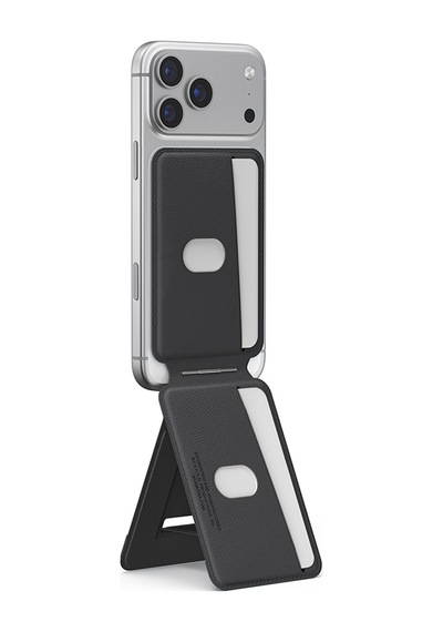 Skinarma Axis Serisi Foldable Stand Özellikli Deri Tasarımlı Kartlık Gri Gri
