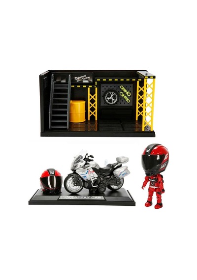 1:12 Sesli Ve Işıklı Benelli Polis Die Cast Çek Bırak Motosiklet Ve Tamir Atölyesi Seti