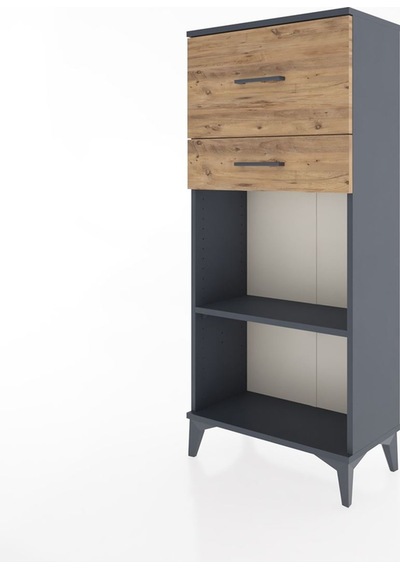 Hyperion Dolap Tek Raflı 2 Çekmeceli 60x44x134 Antrasit-çam Antrasit