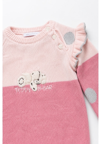 Babyhola Çocuk Teddy Bear Detay Kazak Pantolon Bere Triko Kışlık Takım 22113 Pembe