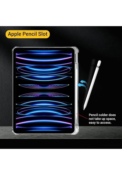 Apple Uyumlu iPad, Pro 11 2024 M4 Çip 360 Dönebilen Standlı Tablet Kılıfı Ekran Koruyucu Ve Kalem Seti Kılıf