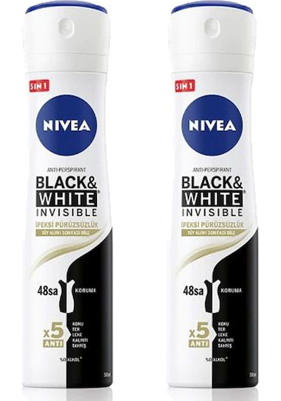 Nivea Black & White İnvisible İpeksi Pürüzsüzlük Kadın Sprey Deodorant 2 x 150 ML