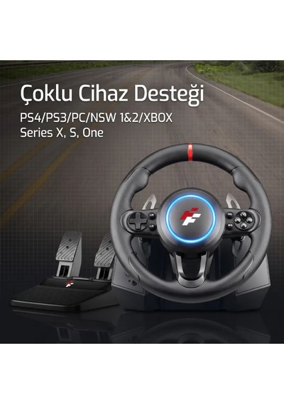 Flashfire F118 270 Titreşimli Yarış Direksiyon Seti Hall Sensör, Kulakçıklı Vites, 2 Pedallı Pc / Ps4 / Ps3 / Xbox Series X S / Switch Uyumlu