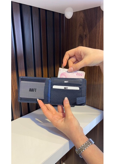 Mft Leather Hakiki Deri Mıknatıslı Kartlık Mona 1103 Lacivert