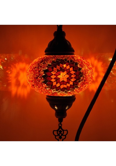 Dekoratif Yeni Ev Hediyesi Mozaik Lamba Abajur Otantik Gece Lambası Kırmızı