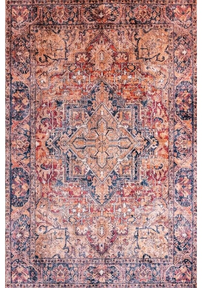 Artloop Fuga Kadife Dokulu Renkli Vintage Desenli Halı Ka 11