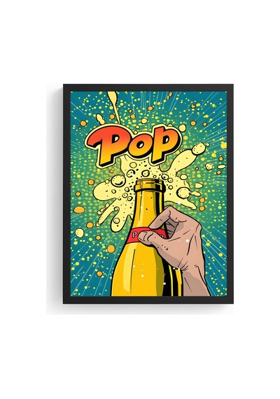 Doğal Ahşap Çerçeveli Pop Art Desenli Tablo - Canlı Tonlar Huhu1931