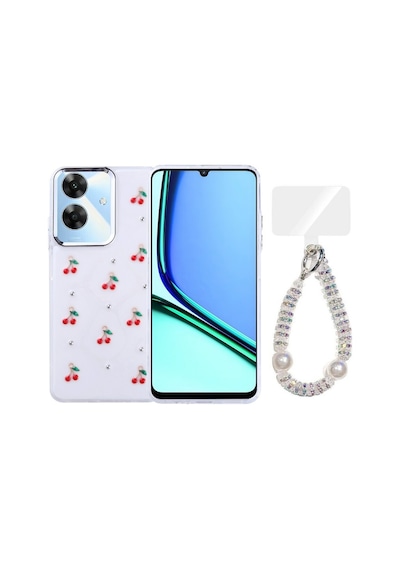 Teleplus Realme Note 60 Kılıf Pole Desenli El Bilekli Kılıf Kırmızı
