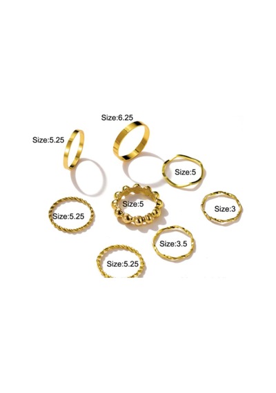 Girift Vintage Chic Gold 8 Adet Halka Yüzük Seti Altın