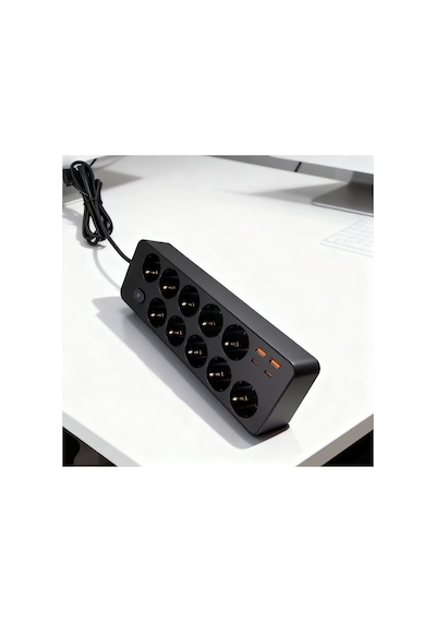 Topraklı 10'lu Çoklu Priz 2 Usb-c 2 Usb-a Çıkışlı 2500w Anahtarlı Uzatma Prizi 1