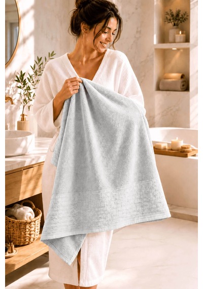 Banyo Havlusu %100 Pamuk 90x150 Cm Linea Collection 650 Gr Açık Gri