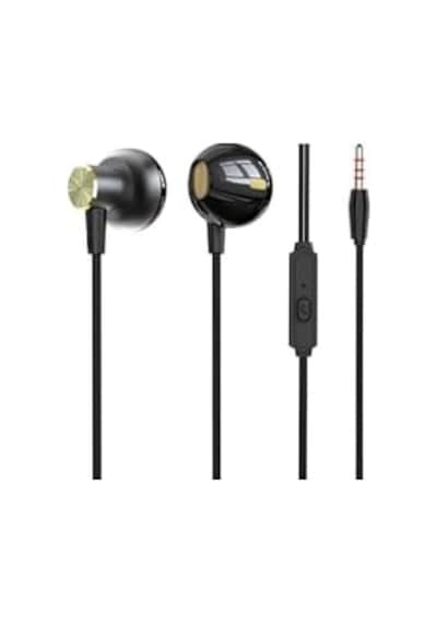 3.5 Mm Jack Girişli Stereo Kulak İçi Metal Kablolu Kulaklık Konforlu Ses Siyah İle Uyumlu 50 x 22