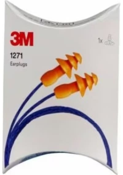 3M 1271 Yıkanabilir İpli, Karton Kutulu Kulak Tıkacı