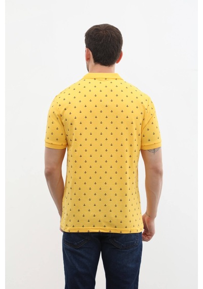Erkek Polo Yaka Çapa Desenli Pamuk Tişört 001