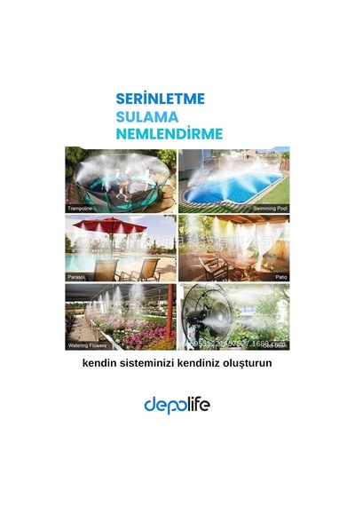 10 Metre Bahçe Balkon Veranda Kamelya Çardak Nemlendirme Sulama Serinletme Sis Püskürtme Sistemi